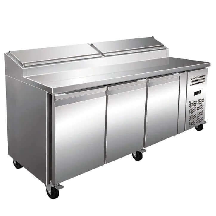 3 Door Stainless Steel Pizza Prep Counter – PREP-580L-3DCH