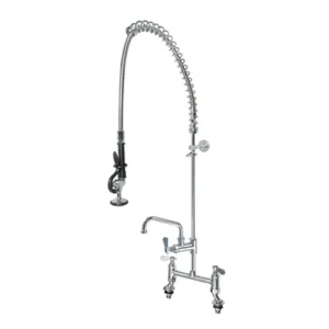 DP601BR – Double deck mounted pre-rinse with flexible hose + 6″ bowl filling Faucet