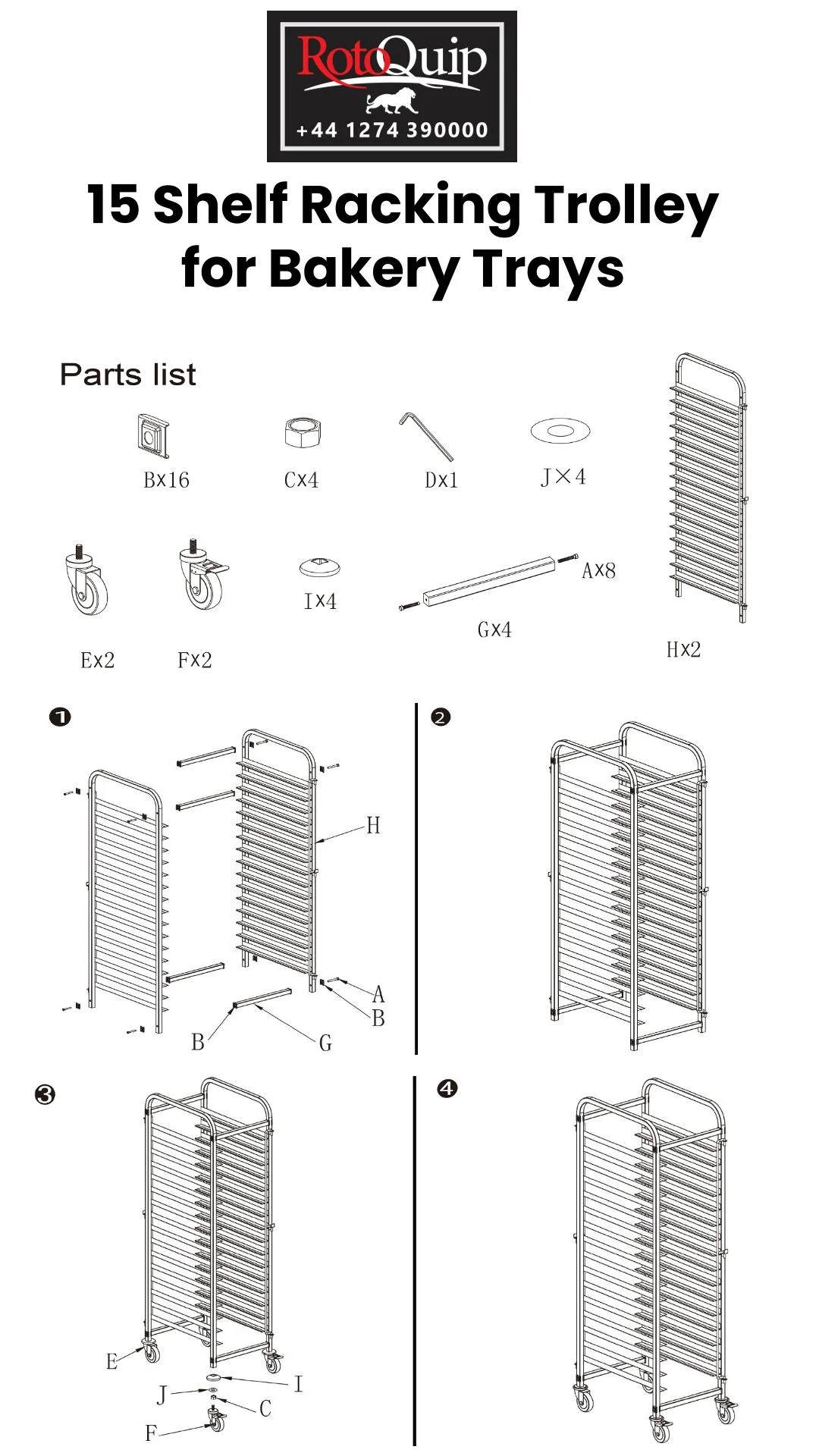 Racking Trolley 15 Shelves for Bakery Trays – 110102 - Image 2