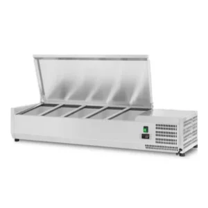 1400mm SS Lid Refrigerated Servery Prep Top 5 x GN1/3 Depth 380mm – VRX-1400/380-SS