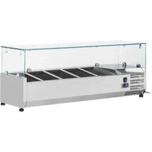 1200mm Glass Enclosure Refrigerated Servery Prep Top 4 x GN1/3 Depth 380mm – VRX-1200/380-GLASS