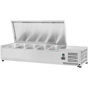 1200mm SS Lid Refrigerated Servery Prep Top 4 x GN1/3 Depth 380mm – VRX-1200/380-SS