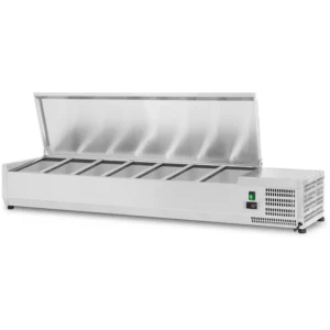 1600mm SS Lid Refrigerated Servery Prep Top 7 x GN1/3 Depth 380mm – VRX-1600/380-SS
