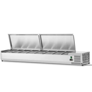 1800mm SS Lid Refrigerated Servery Prep Top 8 x GN1/3 Depth 380mm – VRX-1800/380-SS