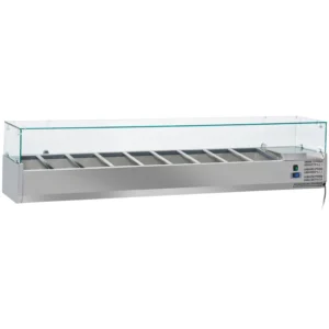 2000mm Glass Enclosure Refrigerated Servery Prep Top 9 x GN1/3 Depth 380mm – VRX-2000/380-GLASS
