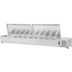 2000mm SS Lid Refrigerated Servery Prep Top 9 x GN1/3 Depth 380mm – VRX-2000/380-SS