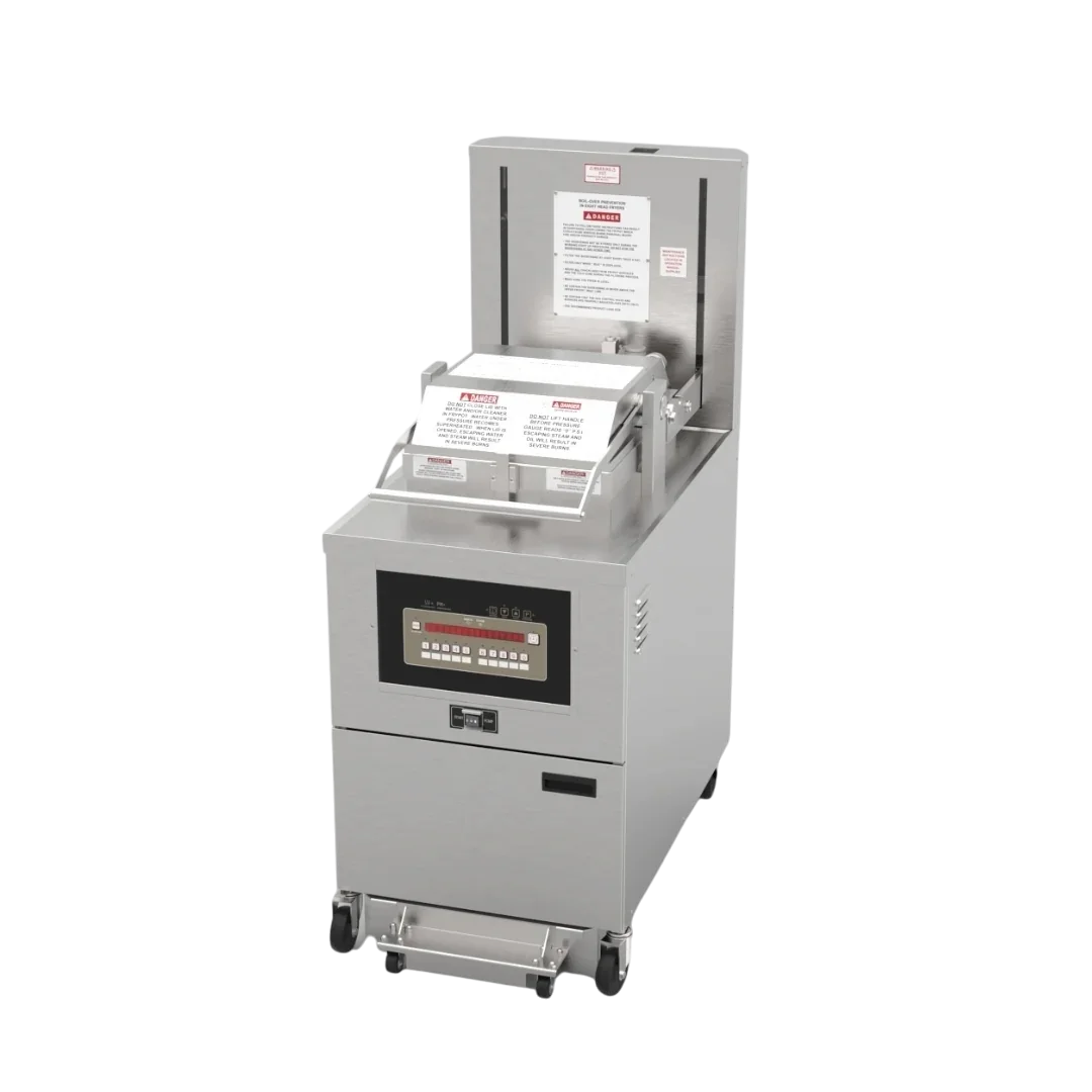 RPFE-591 – 8 Head Electric Chicken Pressure Fryer With Computer & Lid Lift System