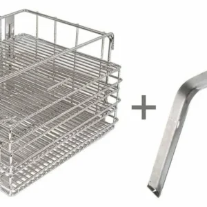 (C.S) 2 x HENNY PENNY GAS FRYER CHICKEN HINGED BASKET STAINLESS STEEL & HANDLE SET