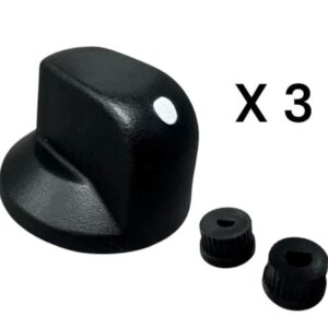 (CS) 3 X ARCHWAY GAS VALVE BLACK CONTROL KNOB FITS KEBAB MACHINE & GRILL 2 D SHAFT SIZES