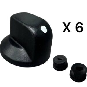 (CS) 6 X ARCHWAY GAS VALVE BLACK CONTROL KNOB FITS KEBAB MACHINE & GRILL 2 D SHAFT SIZES