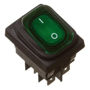 (CS) GREEN ILLUMINATED 16 AMP WATERPROOF ON OFF MAINS POWER SWITCH 30mm x 22mm